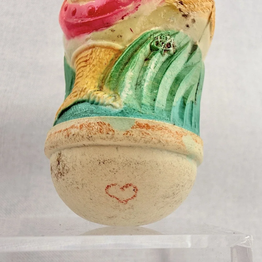Antique Viscoloid Co Celluloid Duck Dapper Monocle Top Hat Vintage Roly-Poly Toy